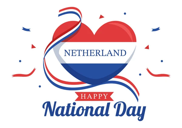 Feliz Día Nacional Holandés Ilustración Con Bandera Holanda Para Banner — Archivo Imágenes Vectoriales