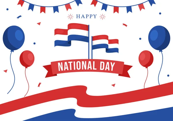 Feliz Día Nacional Holandés Ilustración Con Bandera Holanda Para Banner — Archivo Imágenes Vectoriales