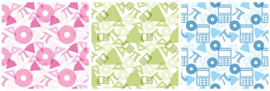 Set of Pi Day Seamless Pattern Design with Mathematical Constants or Baked Pie in Template Hand Drawn Cartoon Flat Illustration