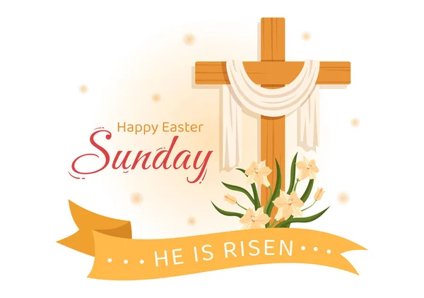 Happy Easter Sunday Day Illustration Jesus Risen Celebration Resurrection Web — Vettoriale Stock