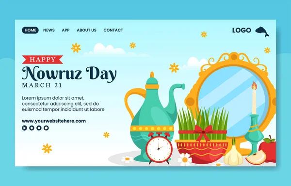 Happy Nowruz Day Соціальні Медіа Landing Page Плоска Мультяшна Рука — стоковий вектор