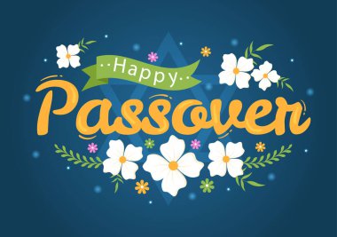 Happy Passover Illustration with Wine, Matzah and Pesach Jewish Holiday for Web Banner or Landing Page in Flat Cartoon Hand Drawn Templates