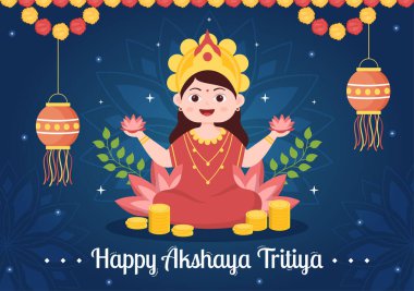 Akshaya Tritiya Festival Illustration with a Golden Kalash, Pot and Gold Coins for Dhanteras Celebration in Hand Drawn for Landing Page Templates