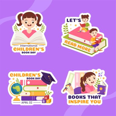 International Children's Book Day Label Flat Cartoon Hand Drawn Templates Background Illustration