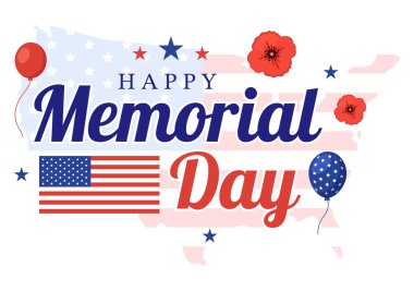 Memorial Day Illustration with American Flag, Remember and Honor to Meritorious Soldier in Flat Cartoon Hand Drawn for Landing Page Templates