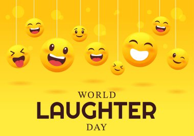 World Laughter Day Illustration with Smile Facial Expression Cute for Web Banner or Landing Page in Flat Cartoon Hand Drawn Templates