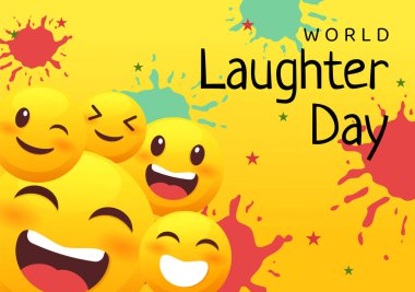 World Laughter Day Illustration with Smile Facial Expression Cute for Web Banner or Landing Page in Flat Cartoon Hand Drawn Templates