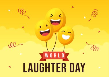 World Laughter Day Illustration with Smile Facial Expression Cute for Web Banner or Landing Page in Flat Cartoon Hand Drawn Templates