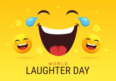 World Laughter Day Illustration with Smile Facial Expression Cute for Web Banner or Landing Page in Flat Cartoon Hand Drawn Templates