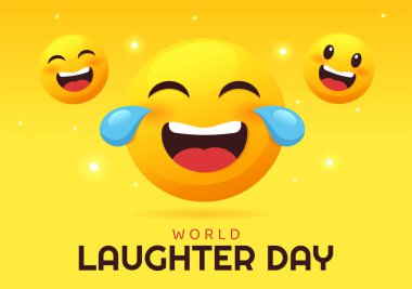 World Laughter Day Illustration with Smile Facial Expression Cute for Web Banner or Landing Page in Flat Cartoon Hand Drawn Templates