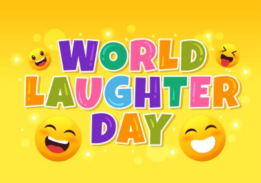 World Laughter Day Illustration with Smile Facial Expression Cute for Web Banner or Landing Page in Flat Cartoon Hand Drawn Templates