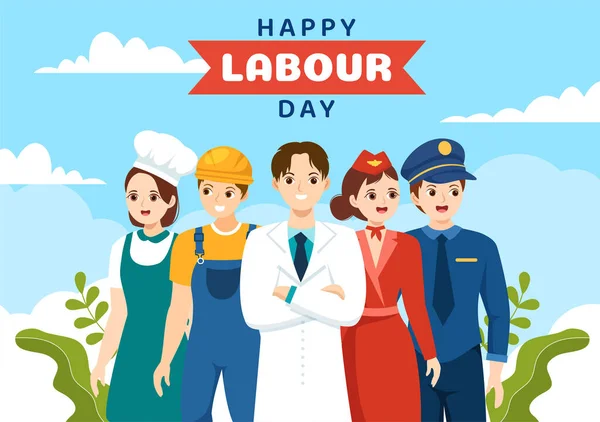 Happy Labor Day May Illustration Different Professions Thank You All — Stock Vector