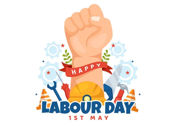 Happy Labor Day May Illustration Different Professions Thank You All — 图库矢量图片