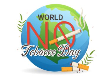 World No Tobacco Day Illustration of Stop Smoking, Cigarette Butt and Harm the Lungs in Flat Cartoon Hand Drawn for Landing Page Templates
