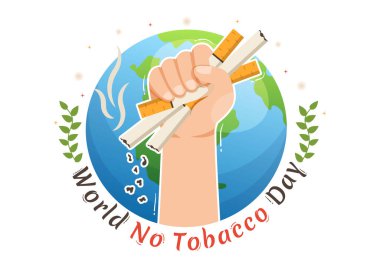 World No Tobacco Day Illustration of Stop Smoking, Cigarette Butt and Harm the Lungs in Flat Cartoon Hand Drawn for Landing Page Templates