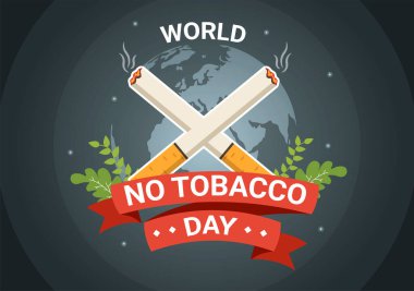 World No Tobacco Day Illustration of Stop Smoking, Cigarette Butt and Harm the Lungs in Flat Cartoon Hand Drawn for Landing Page Templates