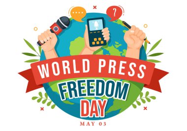 World Press Freedom Day on May 3 Illustration with Hands Holding News Microphones for Web Banner or Landing Page in Flat Cartoon Hand Drawn Templates
