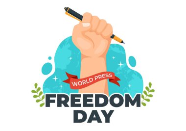 World Press Freedom Day on May 3 Illustration with Hands Holding News Microphones for Web Banner or Landing Page in Flat Cartoon Hand Drawn Templates