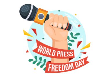 World Press Freedom Day on May 3 Illustration with Hands Holding News Microphones for Web Banner or Landing Page in Flat Cartoon Hand Drawn Templates
