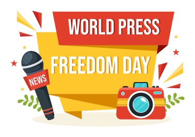 World Press Freedom Day on May 3 Illustration with Hands Holding News Microphones for Web Banner or Landing Page in Flat Cartoon Hand Drawn Templates