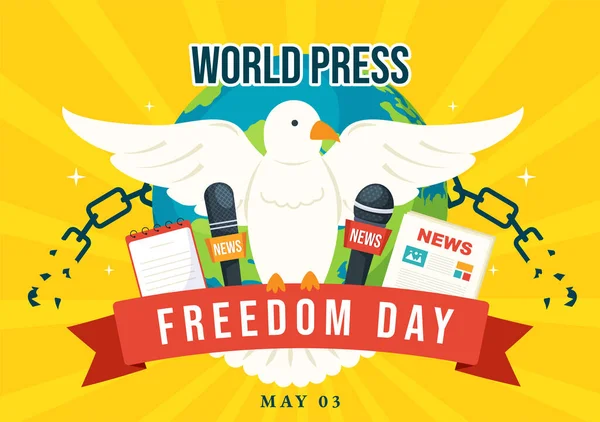 World Press Freedom Day May Illustration Hands Holding News Microphones — Image vectorielle