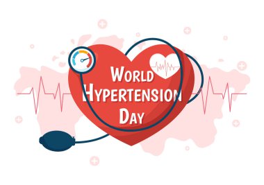 World Hypertension Day on May 17th Illustration with High Blood Pressure and Red Love Image in Flat Cartoon Hand Drawn for Landing Page Templates