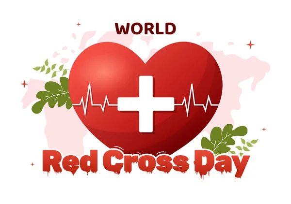 stock vector World Red Cross Day on May 8 Illustration to Medical Health and Providing Blood In Hand Drawn for Web Banner or Landing Page Templates