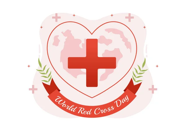 Światowy Dzień Czerwonego Krzyża Maja Ilustracja Zdrowia Medycznego Dostarczanie Krwi — Wektor stockowy