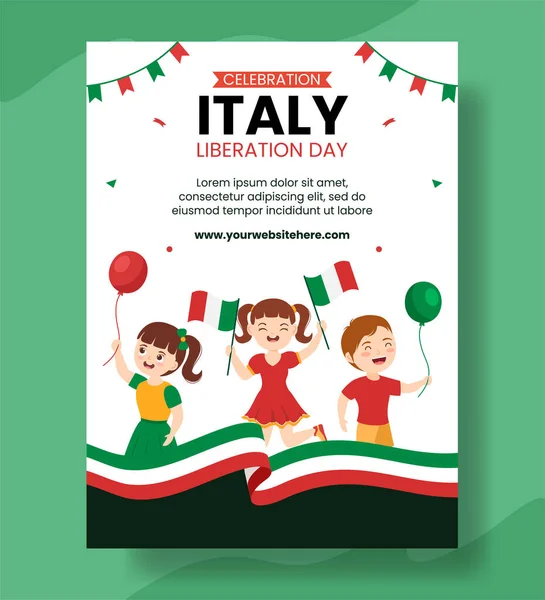 Italien Befrielsedag Vertikal Affisch Tecknad Hand Ritade Mallar Bakgrund Illustration — Stock vektor
