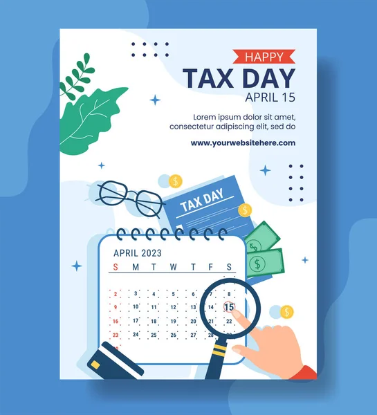 Tax Day Vertical Poster Cartoon Hand Drawn Templates Background Illustration — Stock Vector