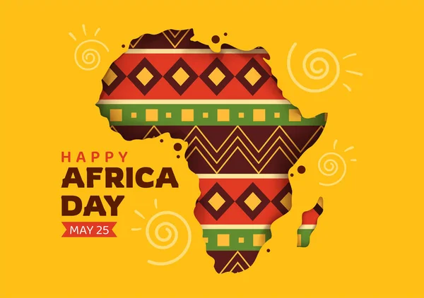 Glad Afrika Dag Maj Illustration Med Kultur Afrikanska Stamfigurer Platt — Stock vektor