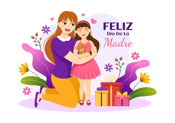 Feliz Día Madre Ilustración Con Celebración Del Día Madre Feliz — Archivo Imágenes Vectoriales
