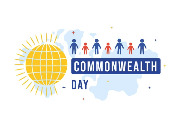 Giornata Del Commonwealth Nations Maggio Illustrazione Con Guida Agli Aiuti — Vettoriale Stock