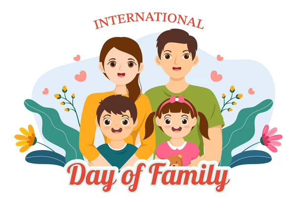 stock vector International Day of Family Illustration with Kids, Father and Mother for Web Banner or Landing Page in Flat Cartoon Hand Drawn Templates