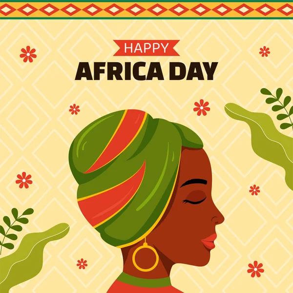 Glad Afrika Dag Sociala Medier Bakgrund Illustration Tecknad Hand Ritade — Stock vektor