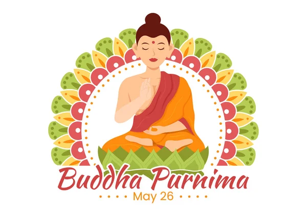 Feliz Buda Purnima Ilustración Con Día Vesak Festival Indio Espiritual — Archivo Imágenes Vectoriales