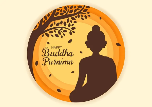 Boldog Buddha Purnima Illusztráció Vesak Nap Vagy Indiai Fesztivál Spirituális — Stock Vector