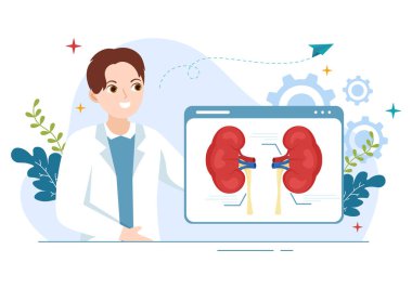 Kardiyolog, Proktolog ve Böbrek Tedavi Organı ile nefrolog Resimleri Web Afişi veya İniş Sayfası Şablonu için Çizilmiş Çizgi El Çizimi