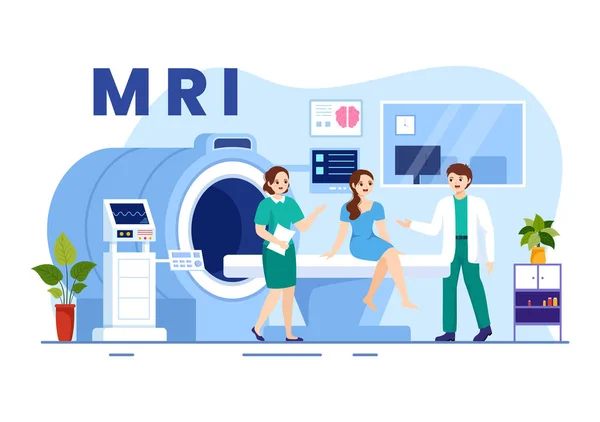 Mri Μαγνητική Τομογραφία Απεικόνιση Γιατρό Και Ασθενή Για Την Ιατρική — Διανυσματικό Αρχείο