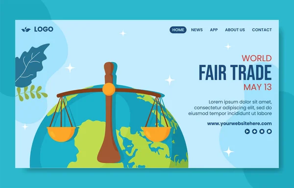 World Fair Trade Day Social Media Landing Page Flat Cartoon — Stockový vektor