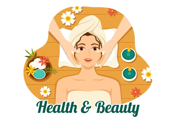 Beauty Health Illustration Natural Cosmetics Eco Products Problematic Skin Treatment — Stock Vector