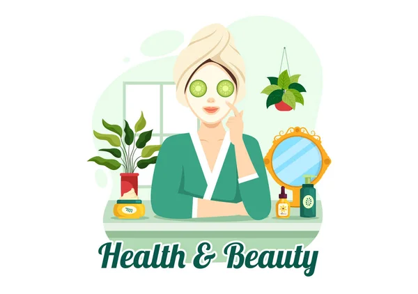 Szépség Egészség Gyógyászat Illusztráció Természetes Kozmetikumok Ökotermékek Problémás Bőr Vagy — Stock Vector