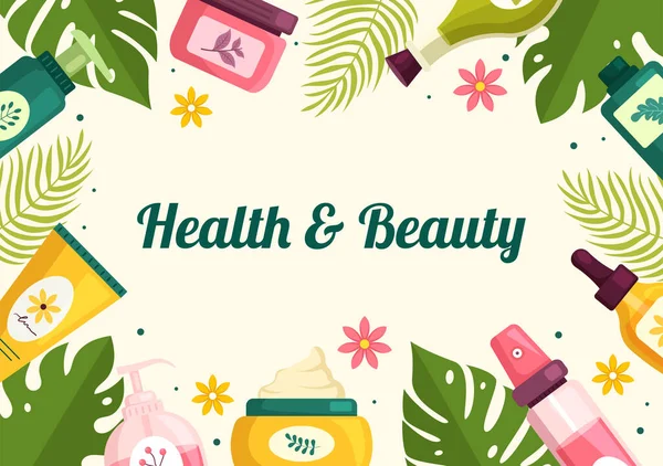 Beauty Health Illustration Natural Cosmetics Eco Products Probalatic Skin Treatment — 스톡 벡터