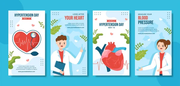 stock vector World Hypertension Day Social Media Stories Flat Cartoon Hand Drawn Templates Illustration