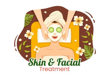 Kadın Cilt Bakımı, Yaş Karşıtı İşlem, Masaj veya Düz El Çizim Şablonlarında SPA Sağlığı Çizimi