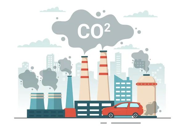 Dióxido Carbono Ilustração Co2 Para Salvar Planeta Terra Das Mudanças — Vetor de Stock