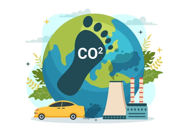 Koolstofdioxide Co2 Illustratie Planeet Aarde Redden Van Klimaatverandering Als Gevolg — Stockvector