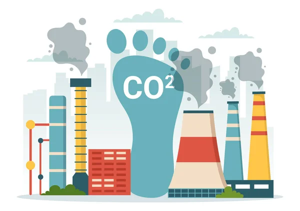 手绘模板中的工厂和车辆污染对拯救地球免受气候变化影响的二氧化碳或二氧化碳说明 — 图库矢量图片