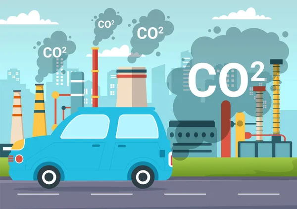 Ilustracja Dwutlenku Węgla Lub Co2 Aby Uratować Ziemię Przed Zmianami — Wektor stockowy