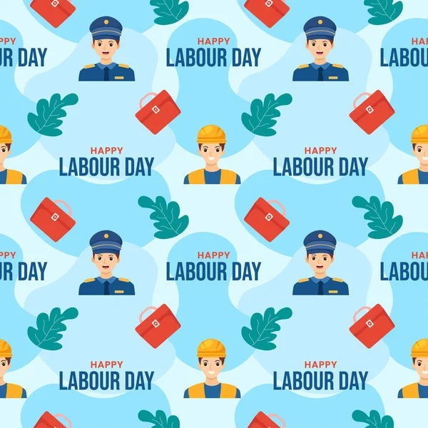 Happy Labor Day Illustrazione Progettazione Del Modello Senza Soluzione Continuità — Vettoriale Stock